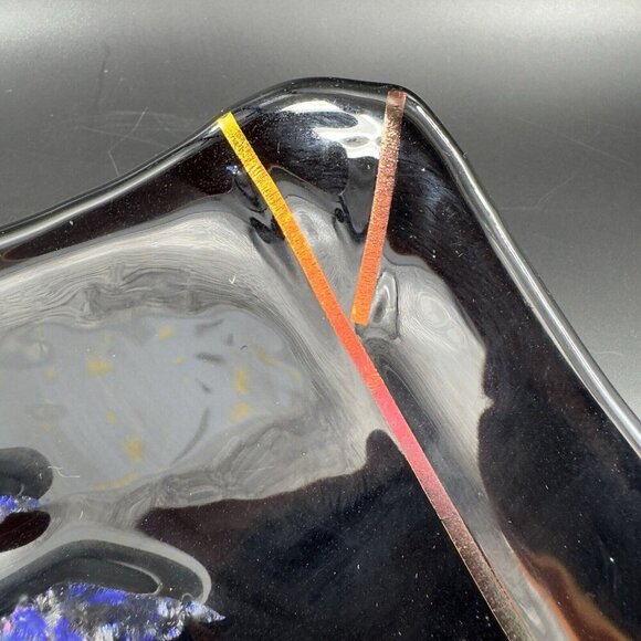 Hand Made Dichroic Art Glass Fused Iridescent Finish Bowl Dish Christmas Center - Picture 14 of 16